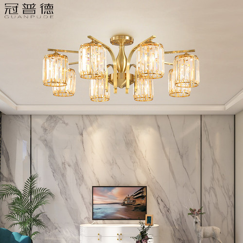 全铜法式水晶轻奢客厅吊灯