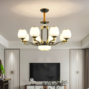 新中式吊灯全铜客厅主灯复式楼别墅卧室书房灯中国风禅意餐厅吊灯