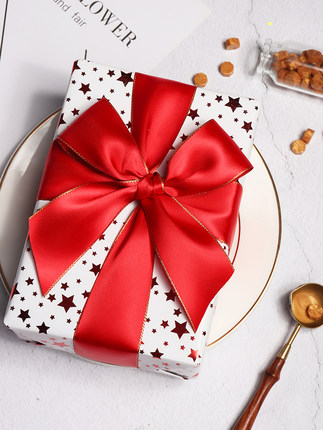 4CM宽金边丝带礼品礼盒礼物包装装饰缎带绸带蛋糕烘焙织带彩带