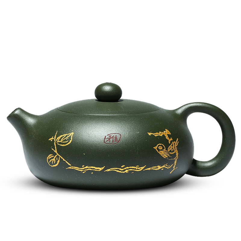 宜兴紫砂壶原矿绿泥功夫茶具刻绘