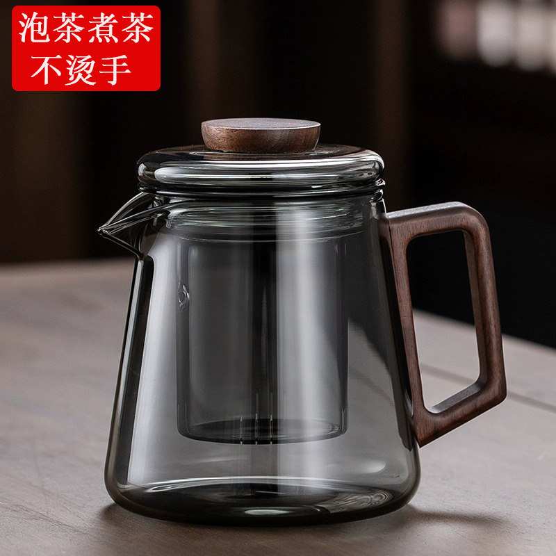 高硼硅耐热防爆玻璃茶壶家用木把茶水分离泡茶壶中式茶具水杯套装,餐饮具,茶壶,淘宝优惠券,粉丝福利购,淘宝优惠卷