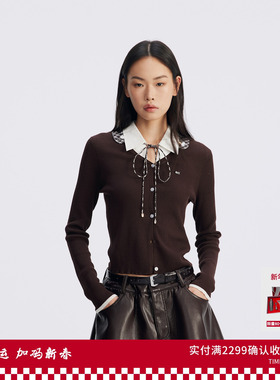 REVAN芮范高智少女感可卸格子领毛衣开衫RL72801113