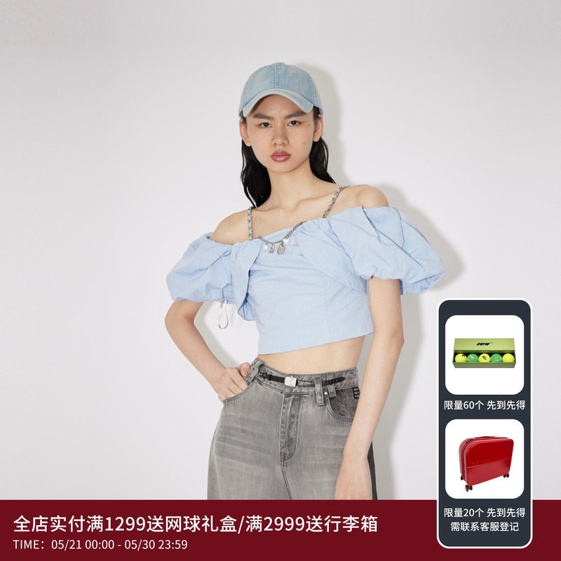 REVAN芮范设计师款少女度假风露肩短单衣RM30801110图片