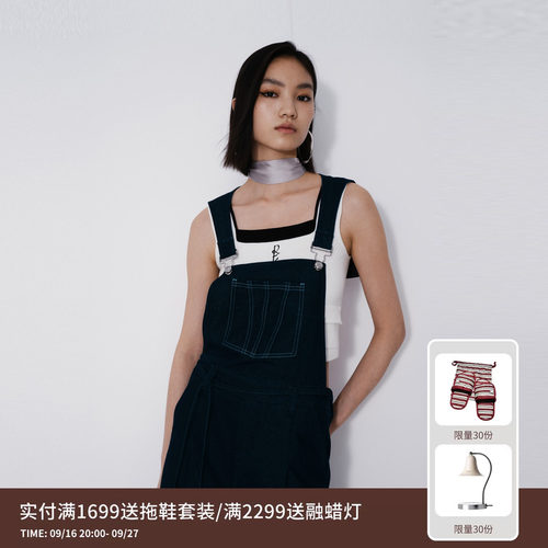 REVAN芮范设计师款俏皮复古牛仔背带裤RM71311063