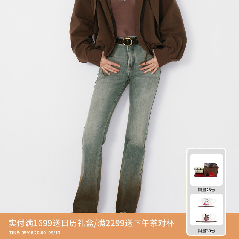 REVAN芮范设计师款复古渐变牛仔喇叭裤RM71302076图片