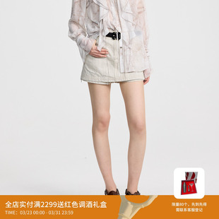 REVAN芮范设计师款 RL31307230 复古质感米灰牛仔裙裤