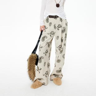 REVAN芮范设计师款 RL91301195 波嬉风腰果印花休闲裤