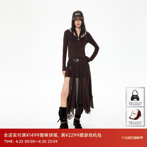 REVAN芮范设计师款复古灵动挂脖连衣裙RL91101231