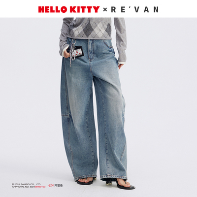 【沈梦辰同款】REVAN芮范2025HelloKitty复古牛仔裤RL71302099