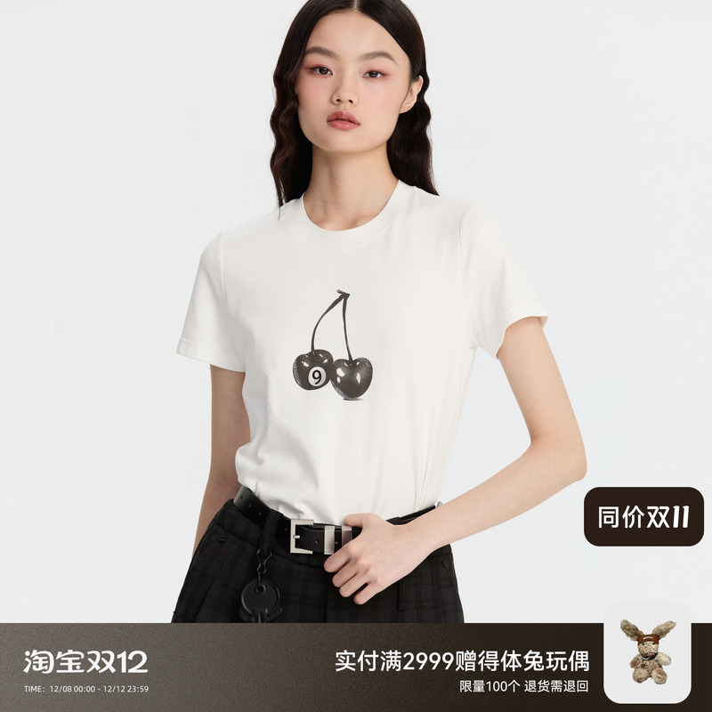 REVAN芮范设计师款俏皮樱桃数码印花T恤RM91001261