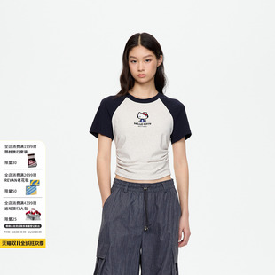 【阚清子同款】REVAN芮范拼豆HelloKitty拼色抽褶T恤RK71001079