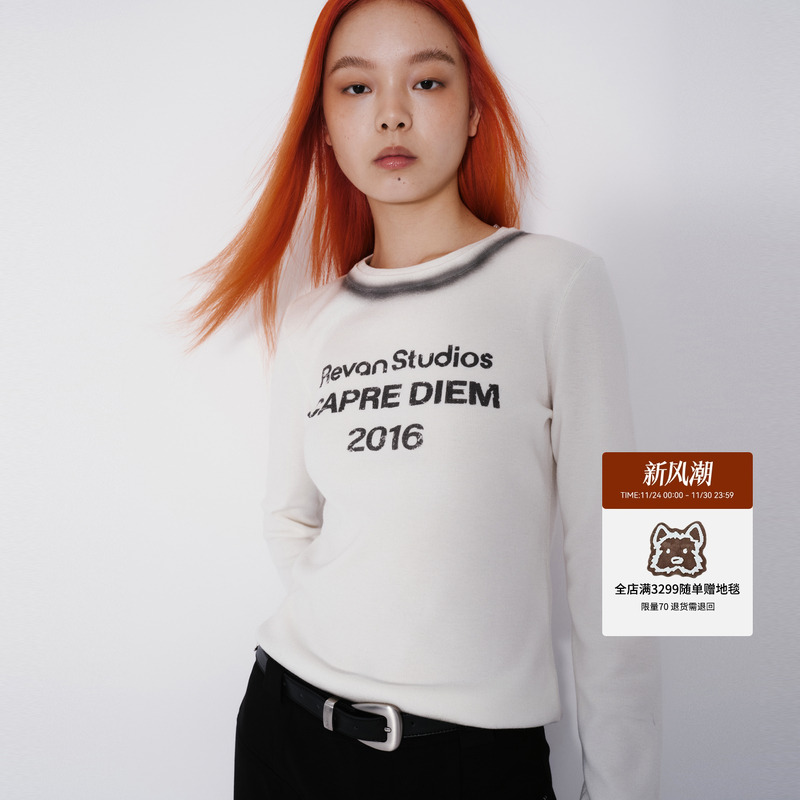 REVAN芮范2024秋季新品设计师款百搭涂鸦感针织上衣RM70601169