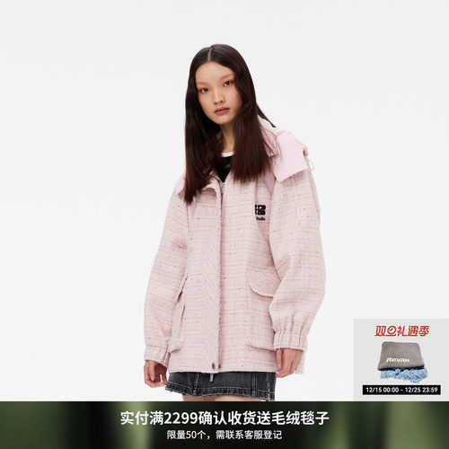 REVAN芮范设计师款甜酷风混搭粗花呢外套RM10103274