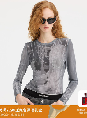 REVAN芮范设计师款古典美学印花打底衫T恤RL10801044