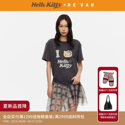 REVAN芮范黑皮HelloKitty松弛感数码印花腰封连衣裙RK31101023