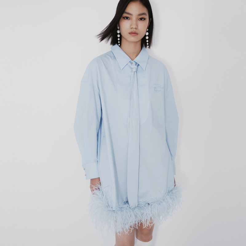 REVAN芮范新品设计师款浪漫羽毛衬衫连衣裙RM71101137