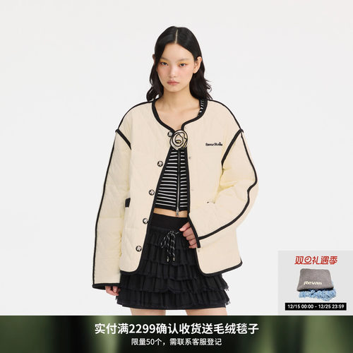 REVAN芮范樱桃系列小香风格纹羽绒服外套RM90502304