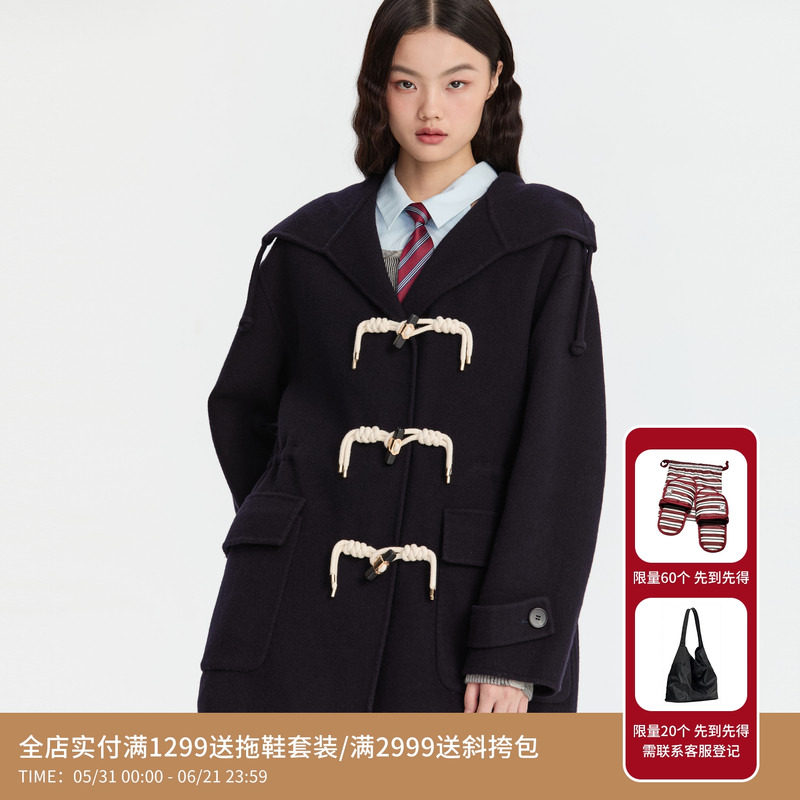 REVAN芮范设计师款复古学院风双面呢大衣RM90302002