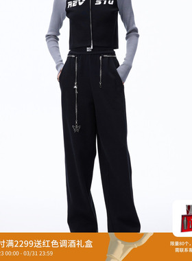 REVAN芮范新品设计师款高级感蝴蝶链条休闲裤RN71301066