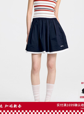 【刘些宁同款】REVAN芮范高智感学院撞色短裙RL31501339