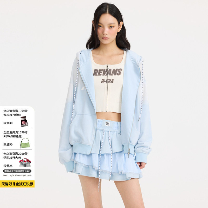 REVAN芮范设计师款清新蕾丝边短裙套装RL12403172