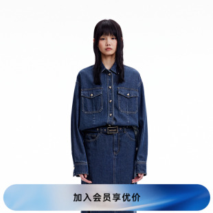 甜酷街頭風(fēng)牛仔襯衫 REVAN芮范2023冬季 新品 設(shè)計師款 RN90903034