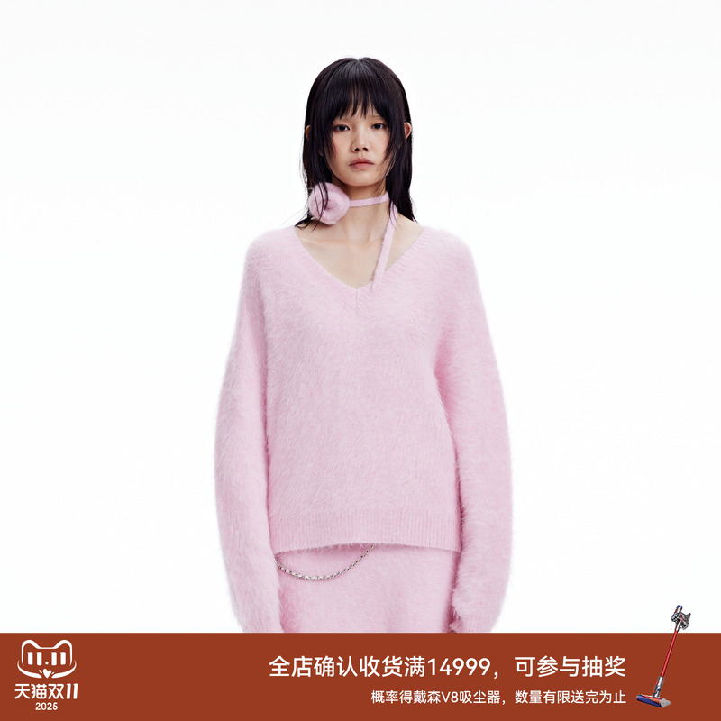 revan设计师柔粉色毛衣