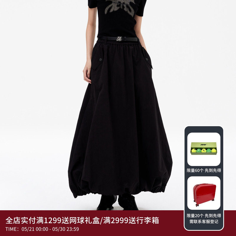 REVAN芮范设计师款复古华丽风黑色花苞裙RM11506227图片