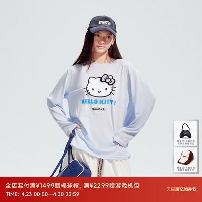 REVAN芮范HelloKitty蝴蝶结浅蓝长袖T恤RL91001593
