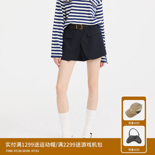 REVAN芮范设计师款质感前片交叠西装短裤RL11306082