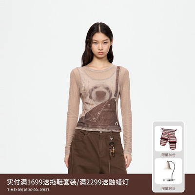 REVAN芮范设计师款氛围感假两件背带裤宠物印花单衣RK70801210