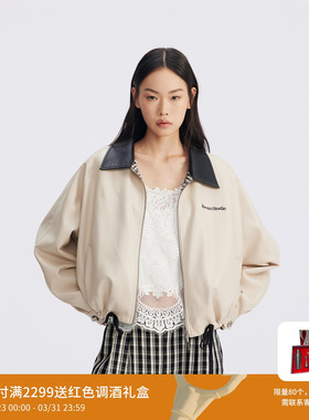 REVAN芮范双面穿气球形格纹PU皮短外套RL70105161