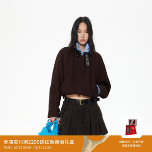 REVAN芮范设计师款 慵懒感咖啡色皮衣RL90105081