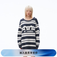 REVAN芮范2023秋季新品設計師款慵懶風條紋毛衣連衣裙RN71103117