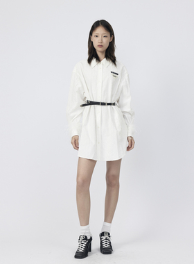 REVAN芮范设计师款松弛感米白衬衫连衣裙RM71101144