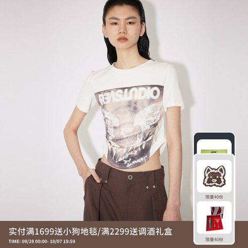 REVAN芮范设计师款浪漫废土风天使玫瑰T恤RM31001039
