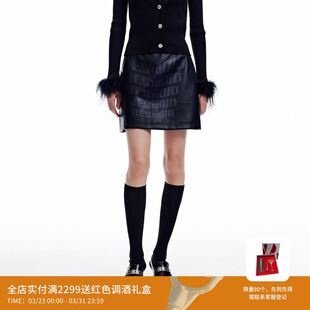 REVAN芮范设计师款 街头风哑光胶印皮裙RN91501207