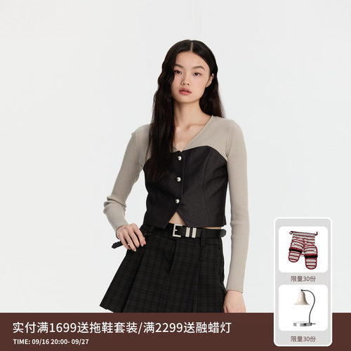 REVAN芮范设计师款质感珍珠扣毛衣开衫RM90106289