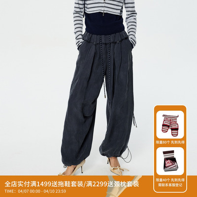 REVAN芮范设计师款运动感螺纹腰头降落伞裤RK11301421