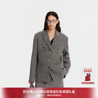 REVAN芮范设计师款优雅利落宽肩西装外套RM90101197