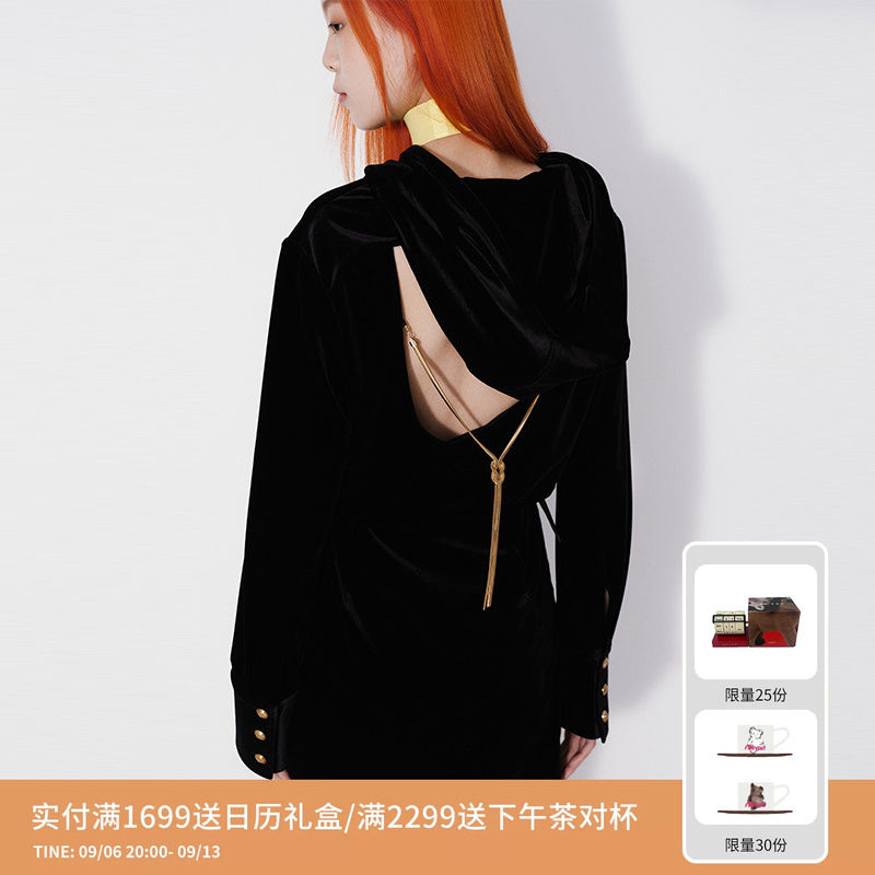 REVAN芮范设计师款MobWife丝绒卫衣连衣裙RM71103124图片