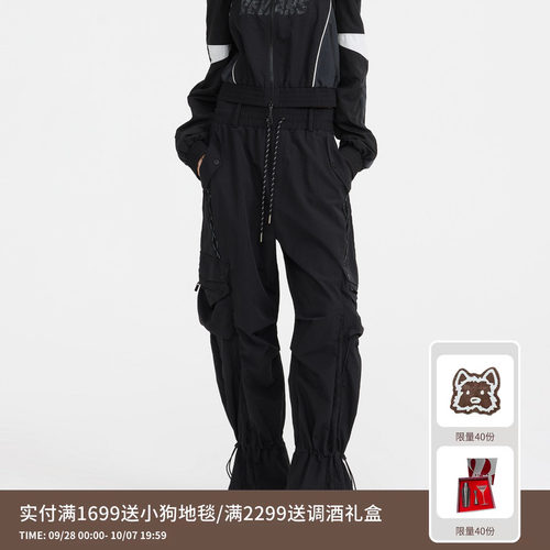 REVAN芮范设计师款质感黑色多口袋工装裤RL11301159