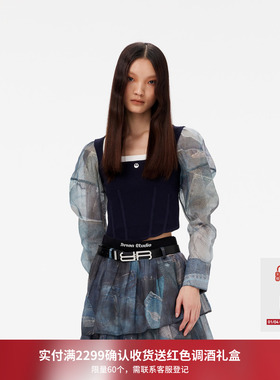 REVAN芮范设计师款辣妹风拼接牛仔短单衣RM10801065