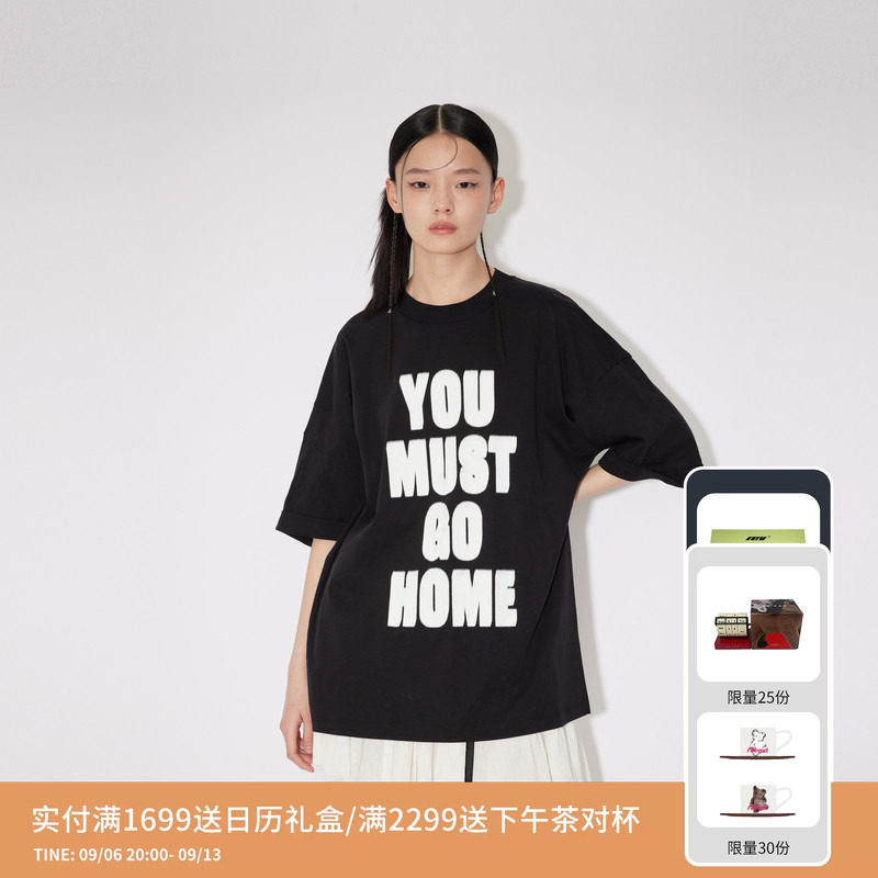 REVAN芮范设计师款发疯合理黑色宽松T恤RM31001047图片