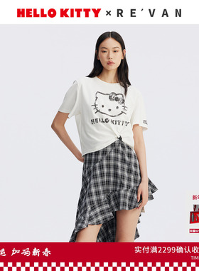 REVAN芮范HelloKitty灵动纽结格纹连衣裙RL71101153