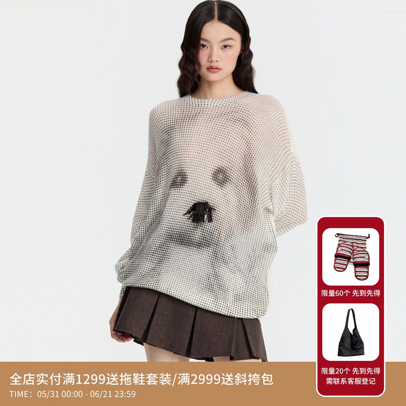 REVAN芮范设计师款萌趣小狗网点胶印毛衫RM90601155
