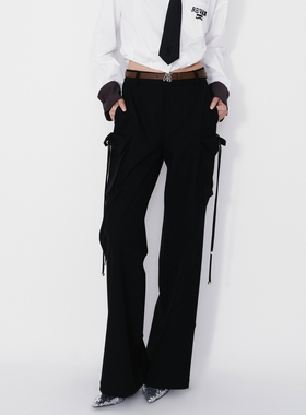 REVAN芮范设计师款工装风蝴蝶结口袋长裤RM71301084