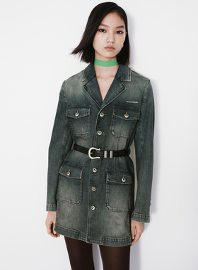 REVAN芮范设计师款质感牛仔做旧连衣裙RM71102147