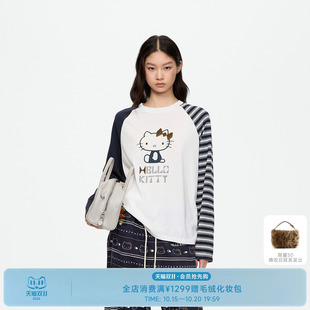 【沈梦辰同款】REVAN芮范HelloKitty不对称插肩袖T恤RK71001085