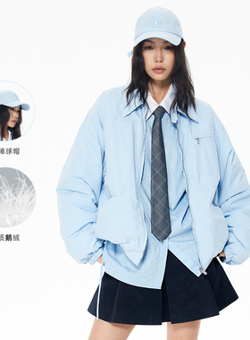 REVAN芮范清新蓝色棒球帽鹅绒羽绒服RL90501518